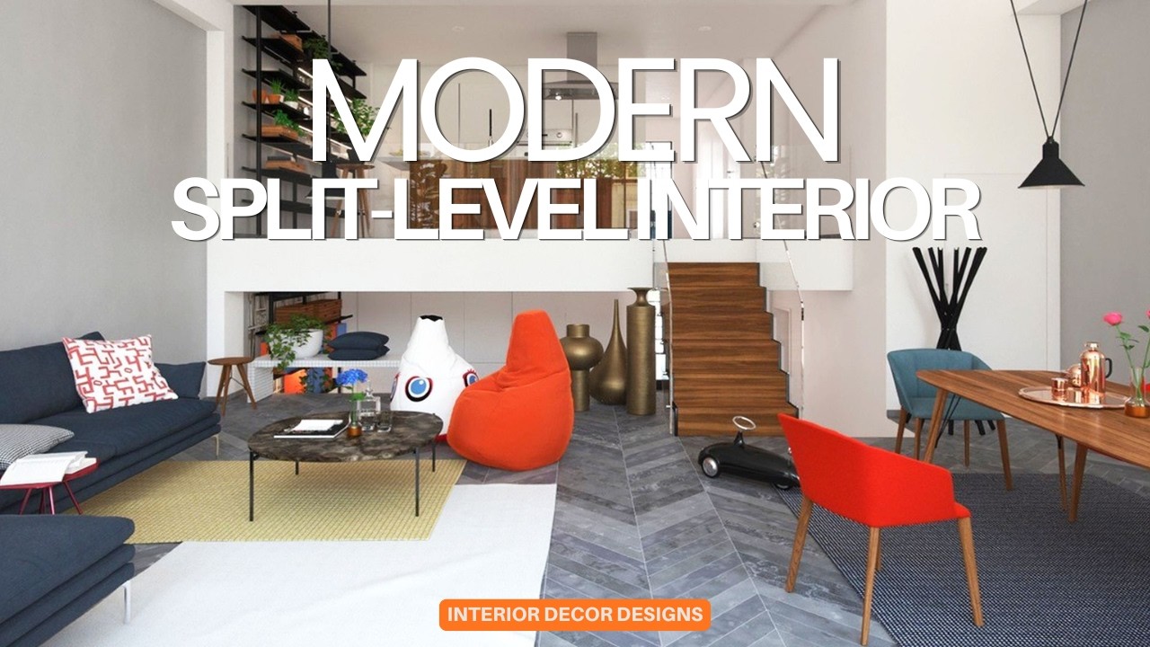STYLISH! MODERN SPLIT-LEVEL HOME INTERIOR IDEAS |HOW TO DECORATE LIVING SPACE WITH OPEN SPLIT LAYOUT