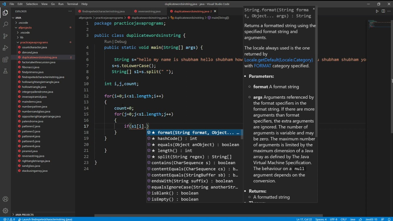 Duplicate Words in String (Without Hashmap)