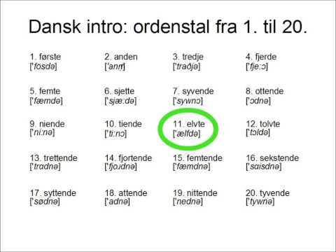 Dansk intro: ordenstal fra 1. til 20.