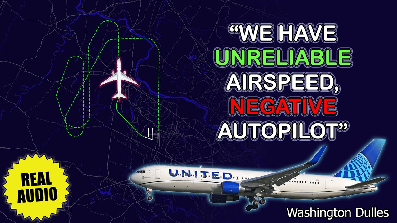 Unreliable airspeed, negative autopilot. United Boeing 767 returns to Washington. Real ATC
