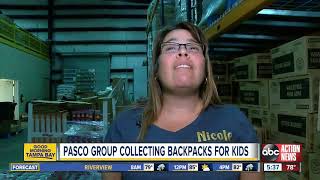 Pasco County volunteer group collecting backpacks for children in need