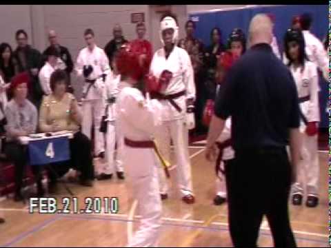 jamie Sanders kumites at the Karate Institute Invitational