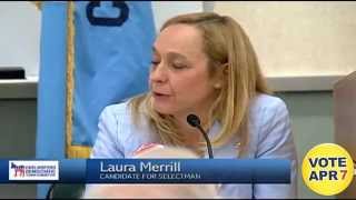 How will Selectman Candidate Merrill improve communication with other boards