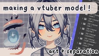【 making a vtuber model from scratch ! 】 character design, art, & separation thumbnail