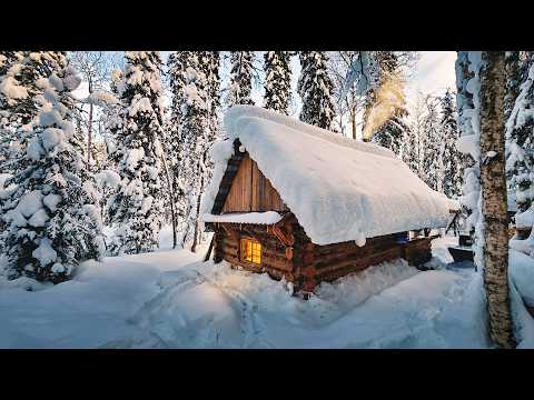 2 Days of Winter Cabin Chores: Firewood, Cooking, Snow Clearing with My Dog