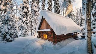 2 Days Surviving Winter at Our Off-Grid Cabin | Firewood, Cooking & Snow