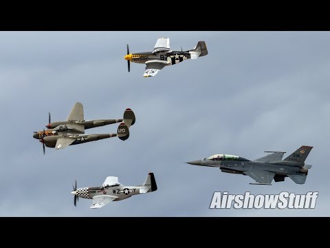 F-16 Viper Demo and P-38/P-51 Heritage Flight - Heritage Flight Conference 2019