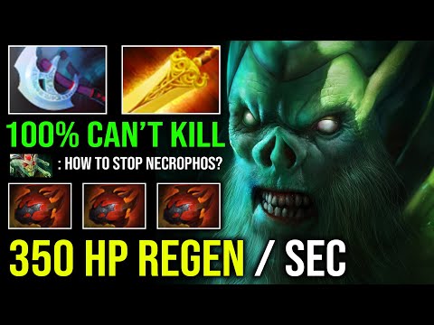WTF 100% CAN'T KILL Triple Heart of Tarrasque 330 HP Regen Per Sec 1v5 Raid Boss Necrophos Dota 2