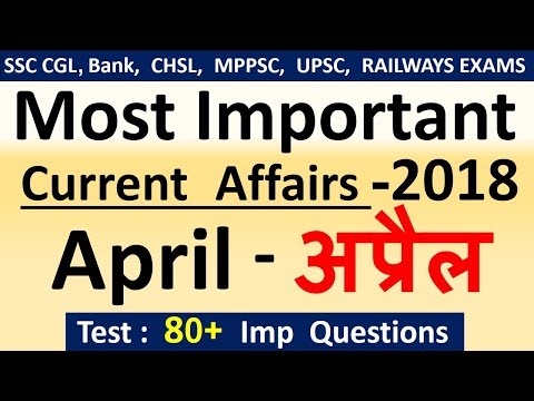 Current affairs : April 2018 | Important current affairs 2018 |  latest current affairs Quiz
