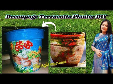 Decoupage Art/Flower Vase Design Use Decoupage Paper Napkin by Ritwika/Decoupage Tissue Flower Vase