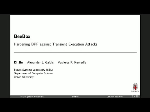 USENIX Security '24 - BeeBox: Hardening BPF against Transient Execution Attacks