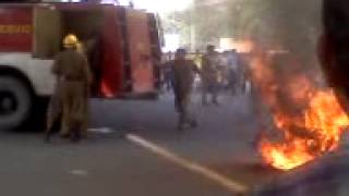 Burning car in delhi