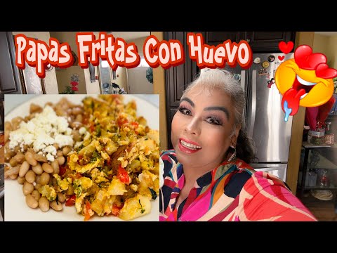 COMO COCINAR PAPAS FRITAS CON HUEVO ALA MEXICANA # RECETAS #delicious