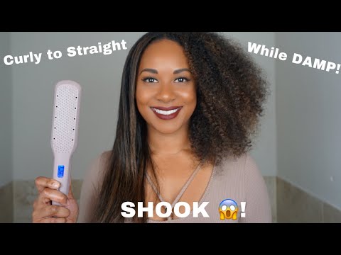 Flat Iron Natural Hair While Damp Using Remington...