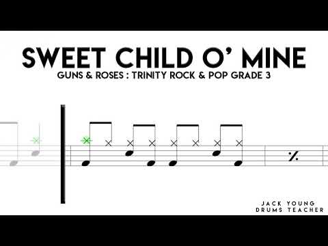 Sweet Child O Mine Trinity Rock & Pop Drums Grade 3 - YouTube