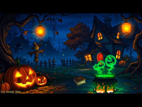 spooky halloween night in a 1920s with oldies music playing in another room | halloween ambience