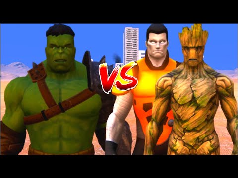 100 Hulk vs 1000 Colossus and 1000 Groot (Marvel vs Marvel)