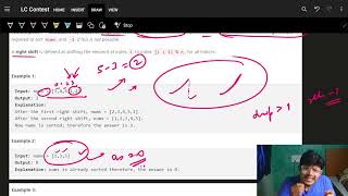 YouTube video '🔴 2855. Minimum Right Shifts to Sort the Array II One Pass II O(n) II Biweekly Contest 113'