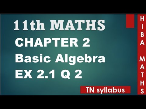 11th maths chapter 2 exercise 2.1 question 2 TN syllabus hiba maths