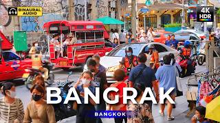 Bangkok Bangrak 🇹🇭 Saphan Taksin & Sathorn Pier | 4K HDR • Binaural Audio 🎧