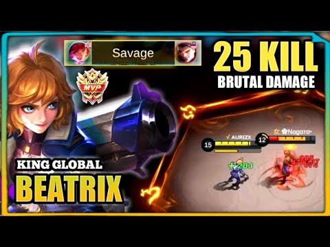 SAVAGE + 25 KILLS!! KING BEATRIX GOLDLANE! Best Build Top 1 Global Beatrix Gameplay