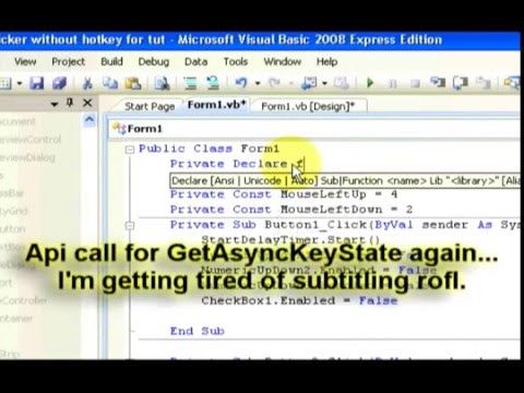 Getasynckeystate Hotkey Tutorial Visual Basic 2008