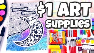 $1 ART SUPPLIES CHALLENGE - Mixed Media Drawing & Painting | SoCraftastic