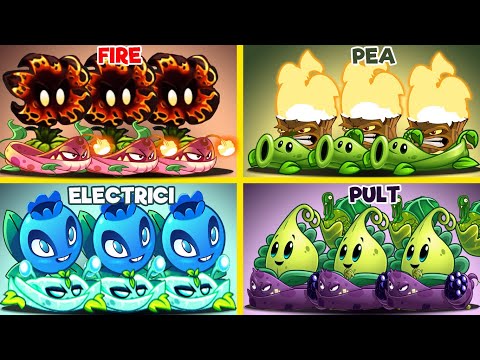 4 Super Plants&vine (Team Pea Vs Fire Vs Electrici Vs Pult)-That Team Can Win?