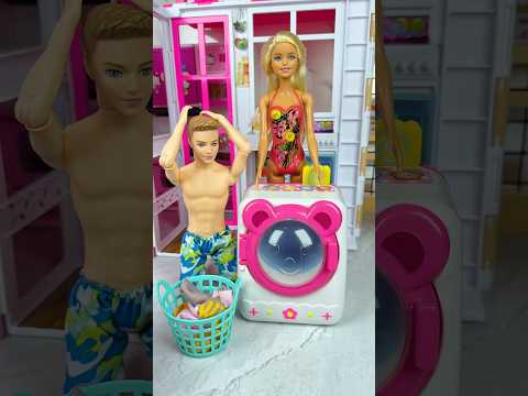 Satisfying With Unboxing Barbie Laundry Set Toys, ASMR Video #shorts