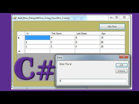 C# Tutorial - How To Add A Row To DataGridView From InputBox In C# [ With Source Code ] Video