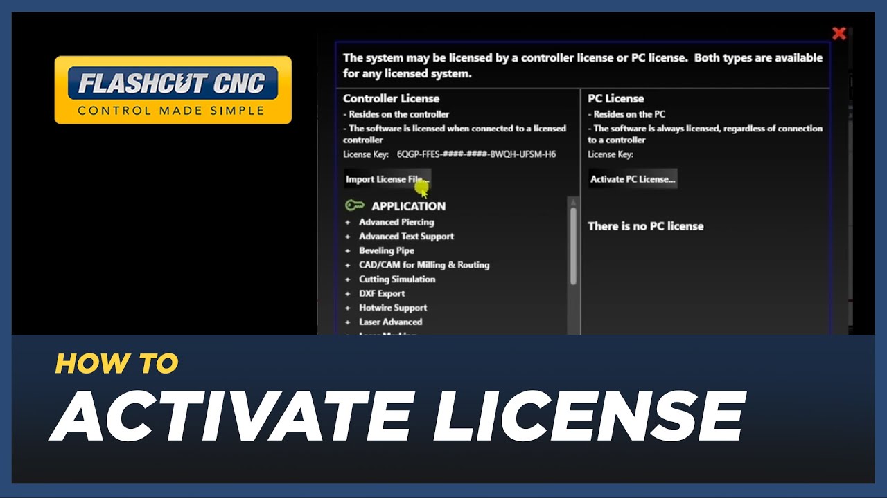 Activating a License - FlashCut CAD/CAM/CNC Software