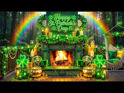 Happy St Patrick’s Day 🍀 Saint Patrick Relaxing Instrumental Piano Music 🔥 Patrick’s Day Fireplace