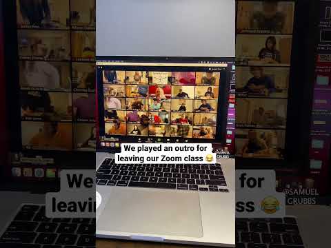 Our WHOLE Zoom class pranked our teacher with the outro trend 😂😂