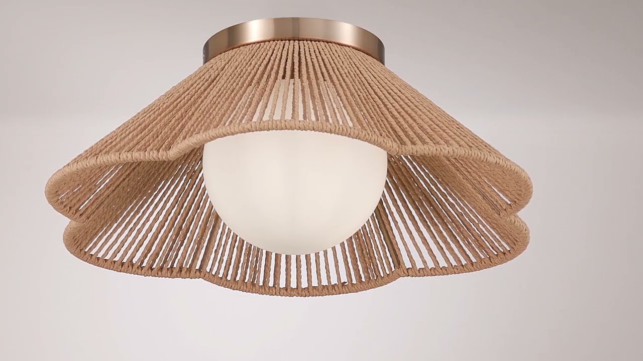 Video1 of Mylinh 22" Wide Natural Rope and Soft Gold Coastal Ceiling Light