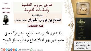 هل يجوز الانتفاع بالثمر الذي يُشترى بنية القطع قبل أن ينضج؟  للشيخ صالح الفوزان image