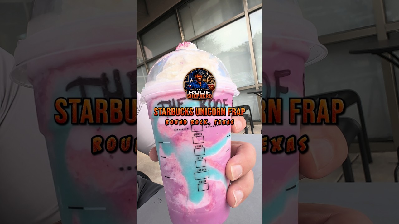 The Roof Shepherd Tries the Unicorn Frappuccino, Round Rock, Texas