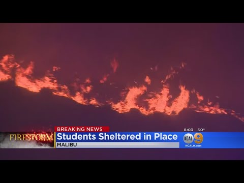 Pepperdine University Shelters In Place As Fire Rages...