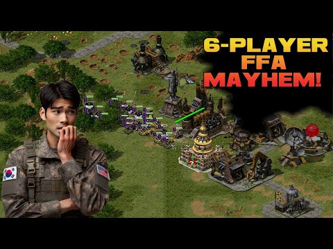 Red Alert 2 FFA Mayhem! | 6-Player Showdown on Oil & Ore in the Center by Boggle04