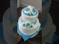 Elegant Two Tier Blue White Rose Cake