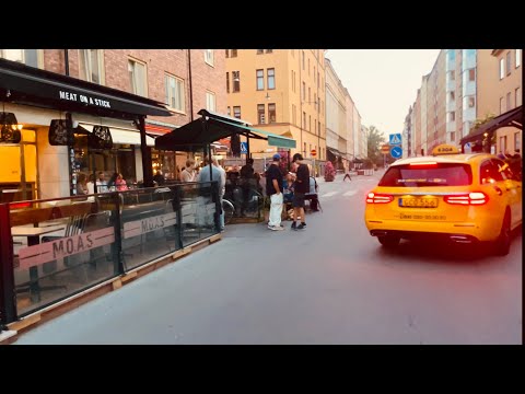 The streets of Stockholm SoFo, Södermalm. Slow bike ride on a summer evening