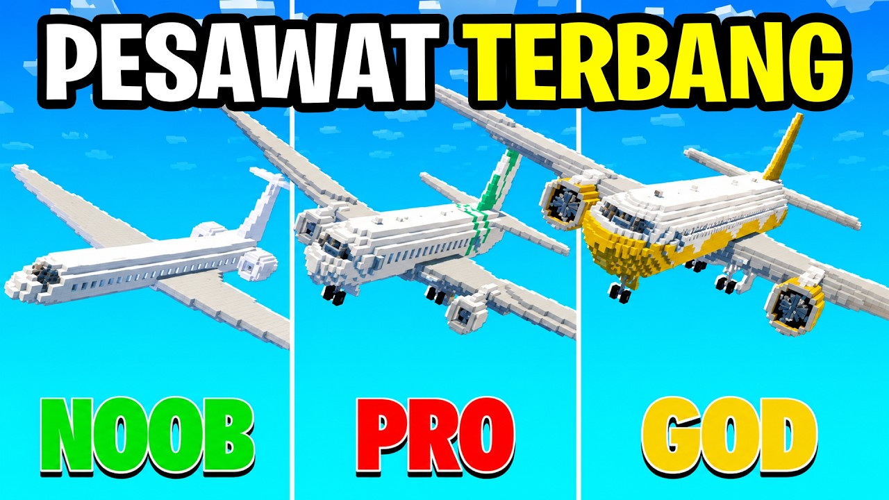 NOOB VS PRO VS GOAT PESAWAT TERBANG DI MINECRAFT!!!