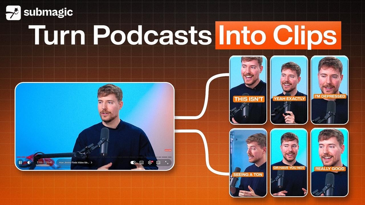 Turn one long podcast into a full week of content — in seconds.