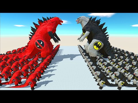 All Batman Godzilla VS All Deadpool Godzilla VS Kaiju Death Fall - Animal Revolt Battle Simulator