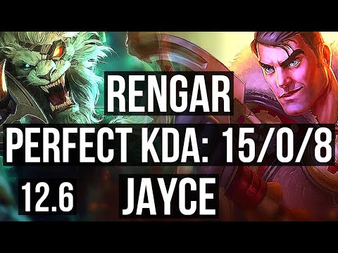 RENGAR vs JAYCE (TOP) | 15/0/8, Legendary, 7 solo kills, 500+ games | EUW Grandmaster | 12.6