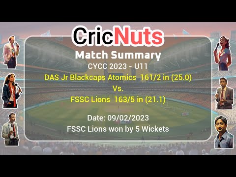 DAS Jr Blackcaps Atomics vs FSSC Lions - 09/02/2023 - CYCC 2023 - U11-CYCC 2023 - U11
