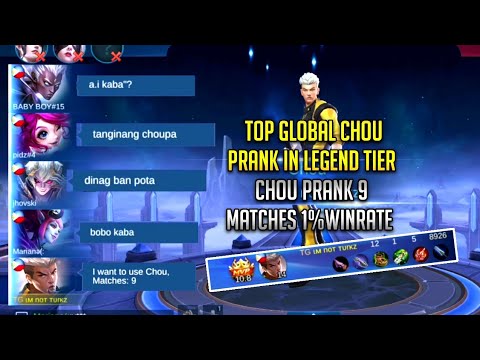 IGNORANT CHOU PRANK!!! | 9 MATCHES!! 1 % WINRATE!! 😂 TEAM AUTO TROLL PICK | MLBB