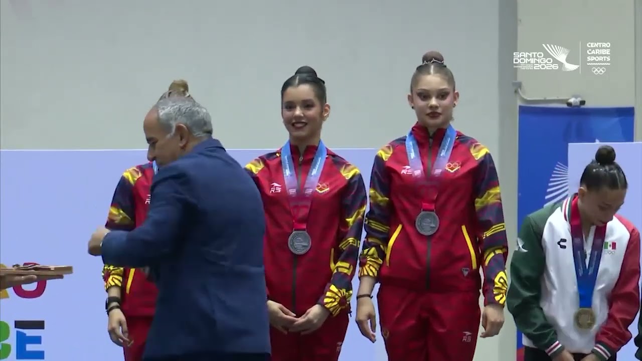MARINA MALPICA, ANA ABRAHAM y DESIREE PORTUGAL ganan ORO en GIMNASIA RÍTMICA de CENTROAMERICANOS