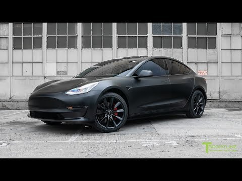 Tesla Model 3 Customized with All Satin Black Look