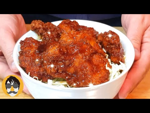 【Traditional Japanese Recipes】Sauce Chicken Katsu on Rice