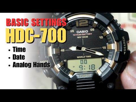 Casio HDC-700 Quick Basic Settings: How to Set Time and Date, Digital and Analog Hands
